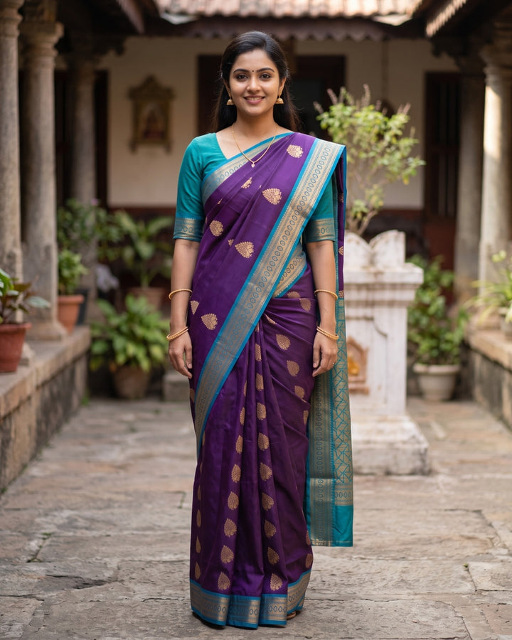 Kausalya — Deep Purple Art Silk Saree