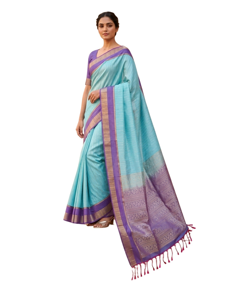 Sindhu — Aqua Blue Tana Art Silk Saree
