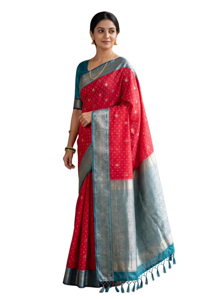 Abhirami — Pink Tana Art Silk Saree