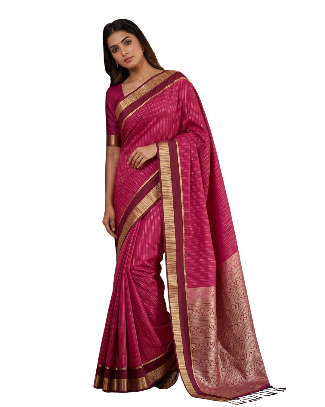 Sembaruthi — Rani Pink Tana Art Silk Saree
