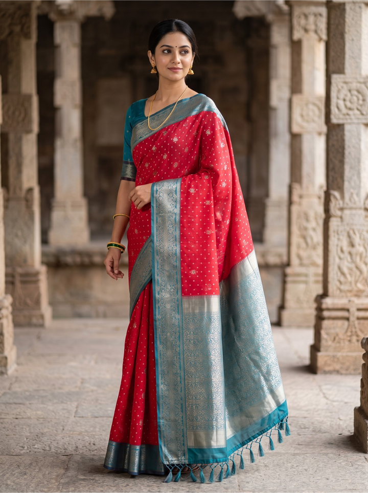Abhirami — Pink Tana Art Silk Saree
