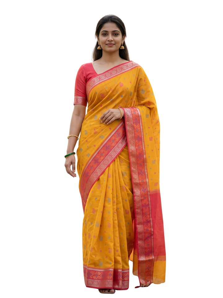 Sevvanthi — Mustard Yellow Tana Art Silk Saree