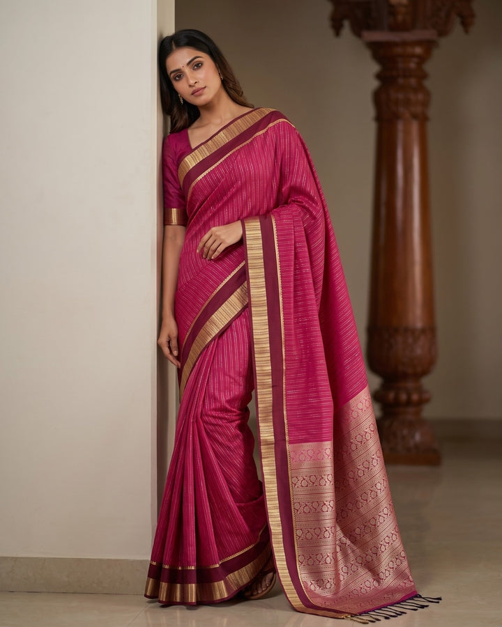 Sembaruthi — Rani Pink Tana Art Silk Saree