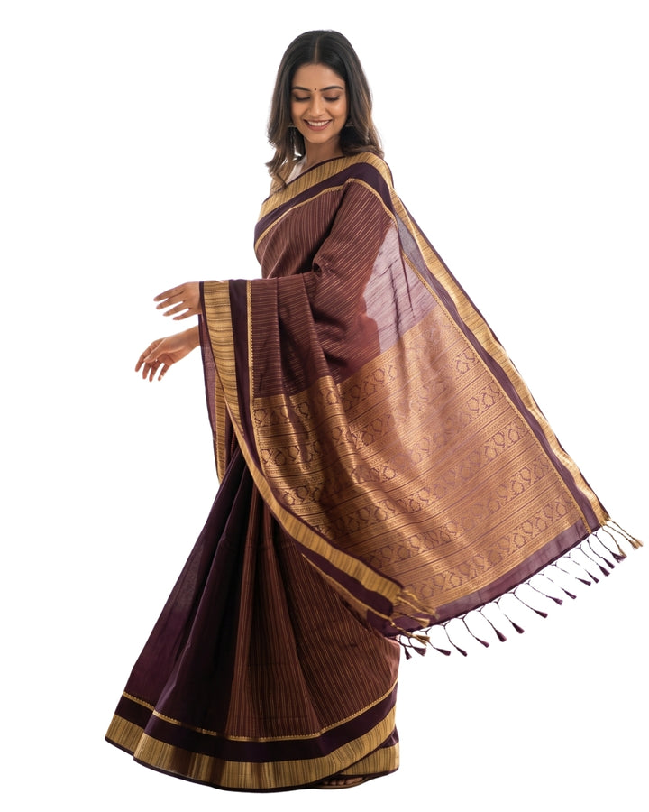 Bhuvana — Dark Brown Tana Art Silk Saree