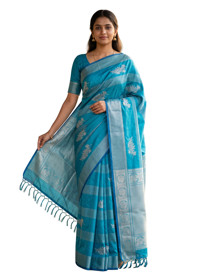 Akila — Teal Blue Tana Art Silk Saree