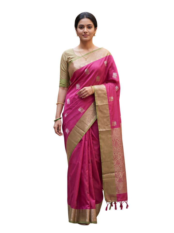 Madhura — Pink Tana Art Silk Saree