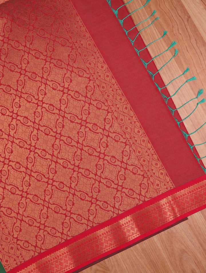 Valli — Emerald Green Art Silk Saree – pallu