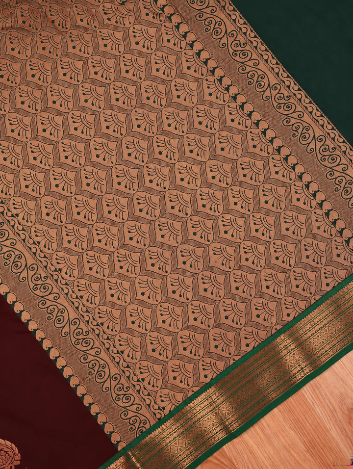 Thilaka — Dark Brown Art Silk Saree