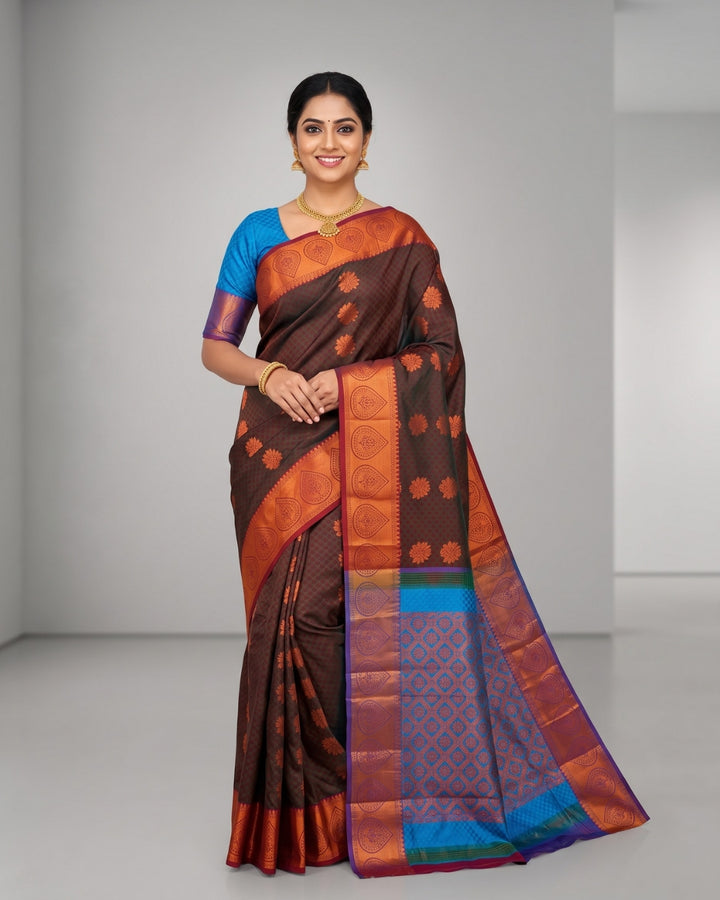 Draksha-Maroon Tana Art Saree – Self-woven texture