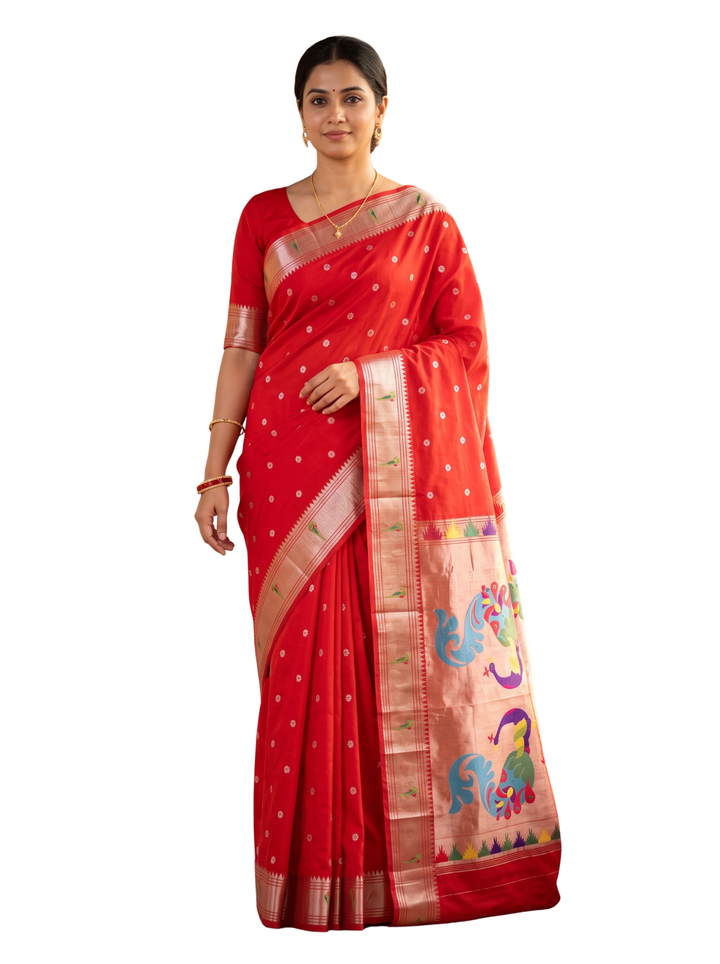 Kamakshi — Red Tana Art Silk Saree