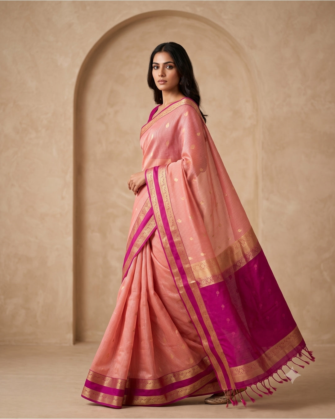 Madhumitha — Dusty Pink Tana Art Silk Saree