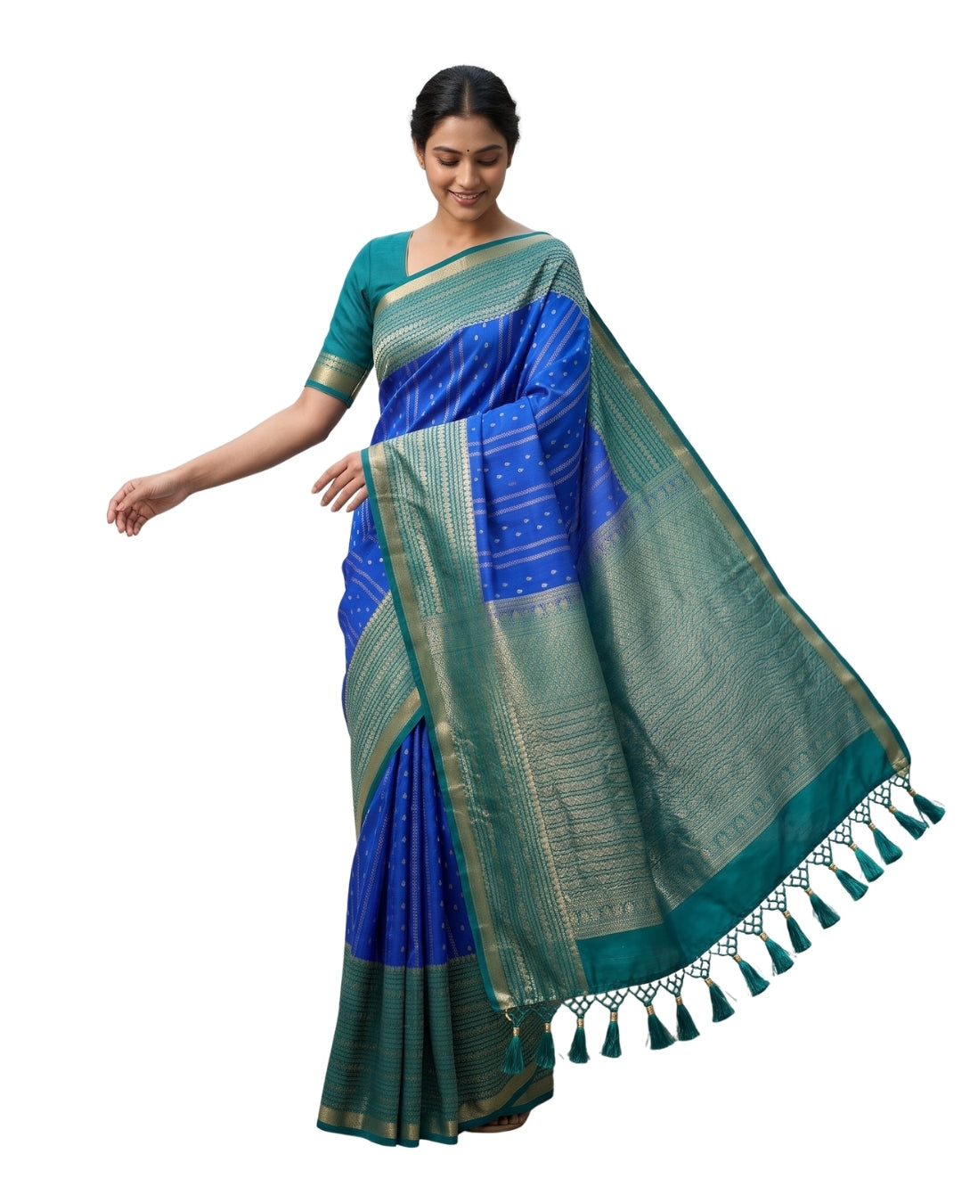 Kuyili — Royal Blue Tana Art Silk Saree