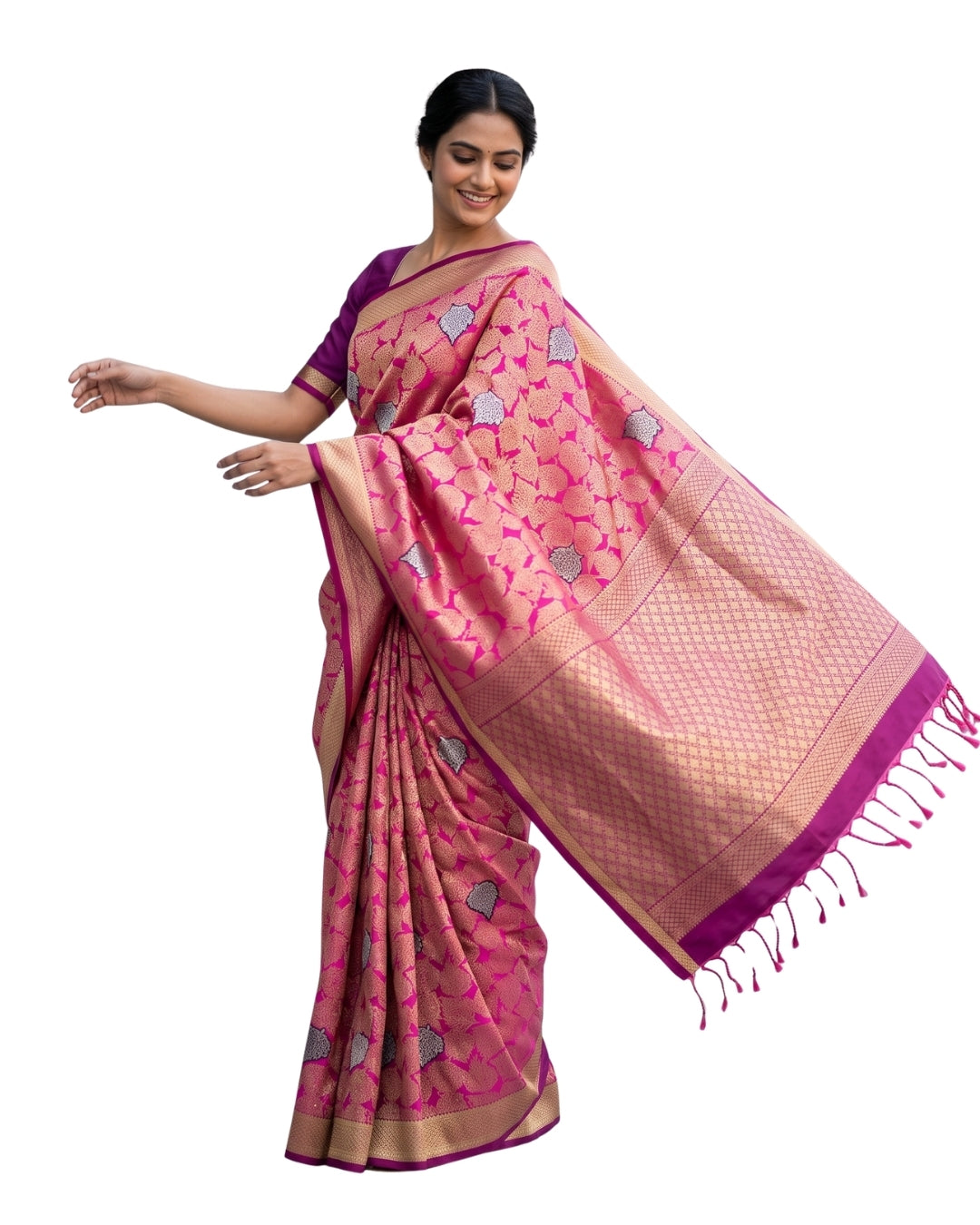Azhagi — Magenta Pink Tana Art Silk Saree