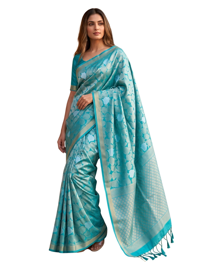 Selvi — Sea Green Tana Art Silk Saree