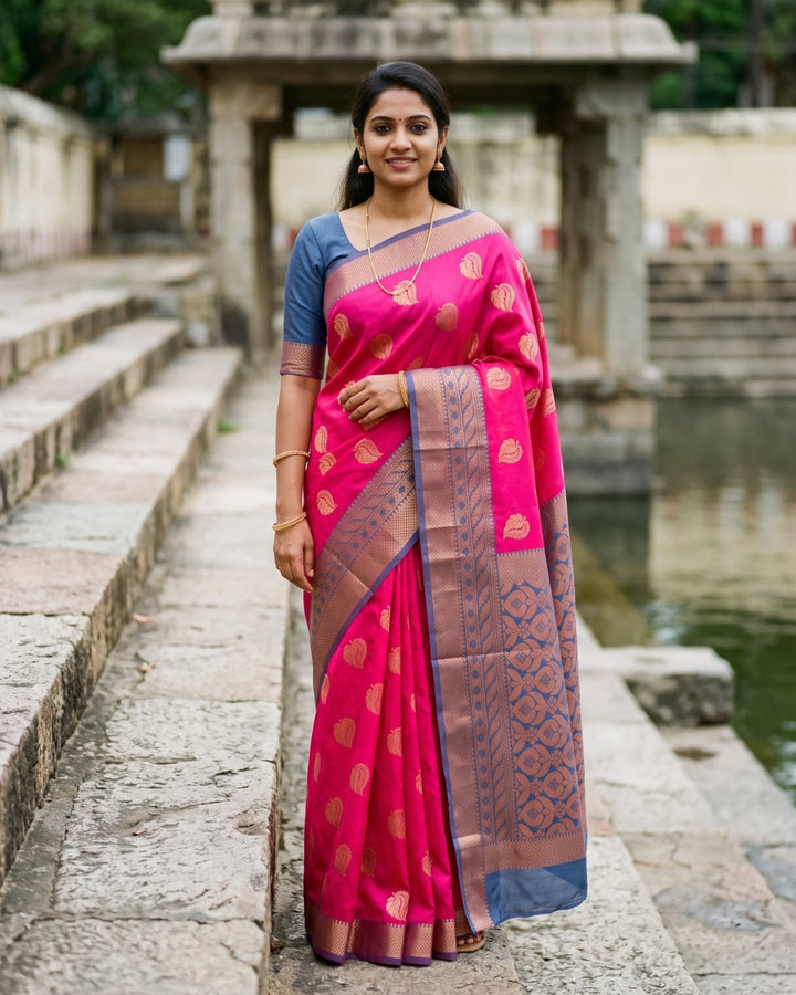Indira — Rani Pink Art Silk Saree