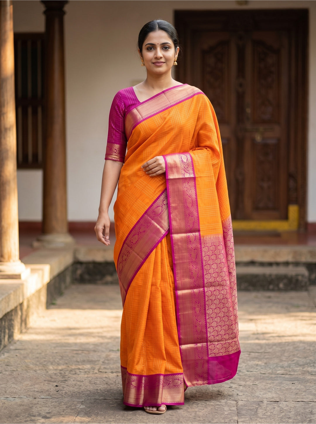 Hema — Mustard Tana Art Silk Saree