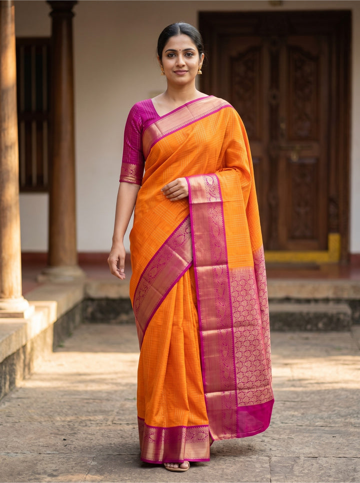 Hema — Mustard Tana Art Silk Saree