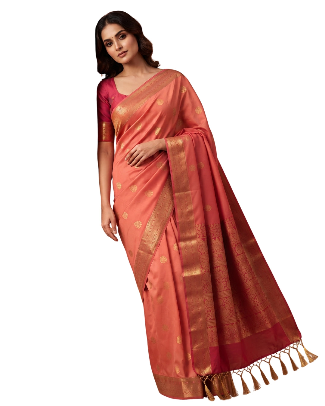 Abinaya — Peach Art Silk Saree | Rathi Silks, Salem