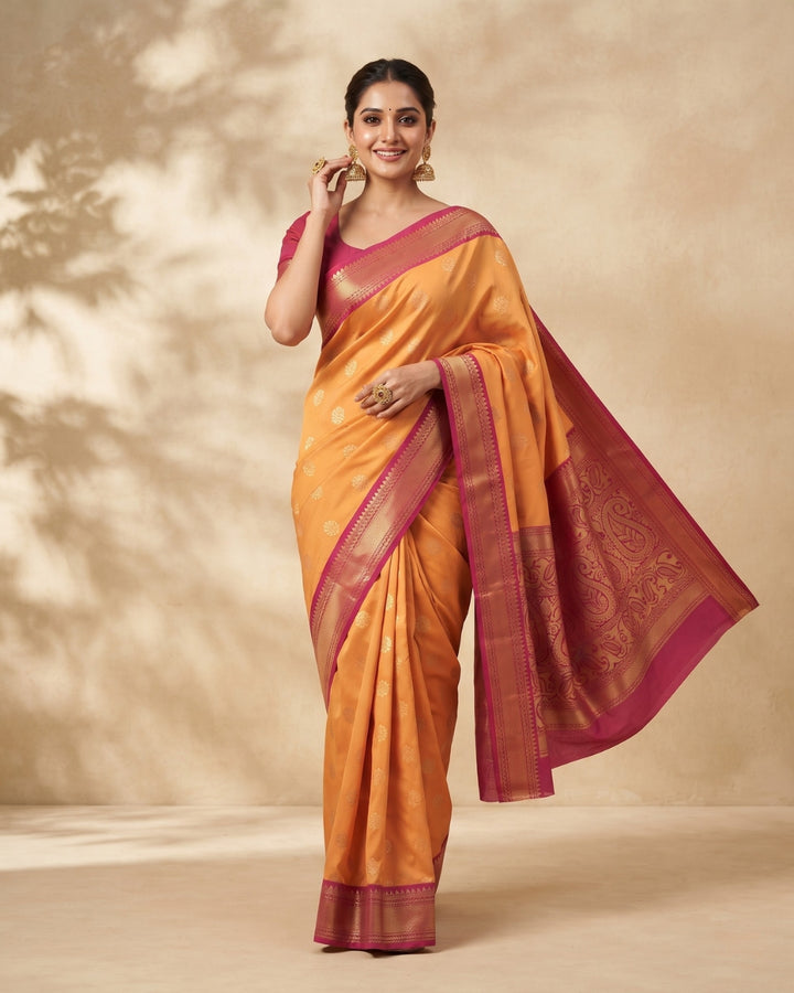 Ramya — Beige Art Silk Saree – model view