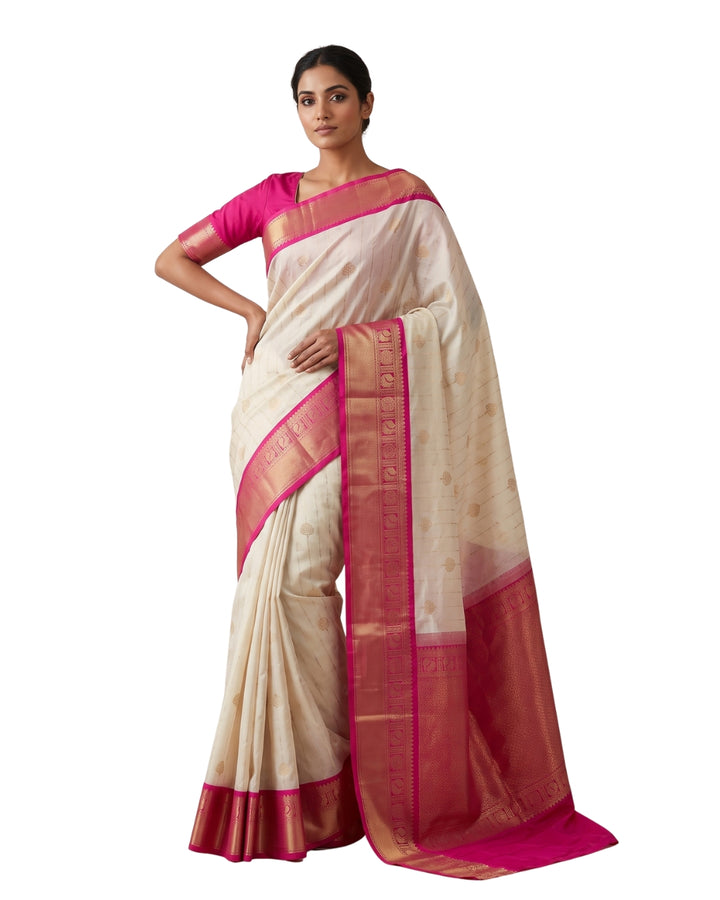 Padmini — Cream Tana Art Silk Saree