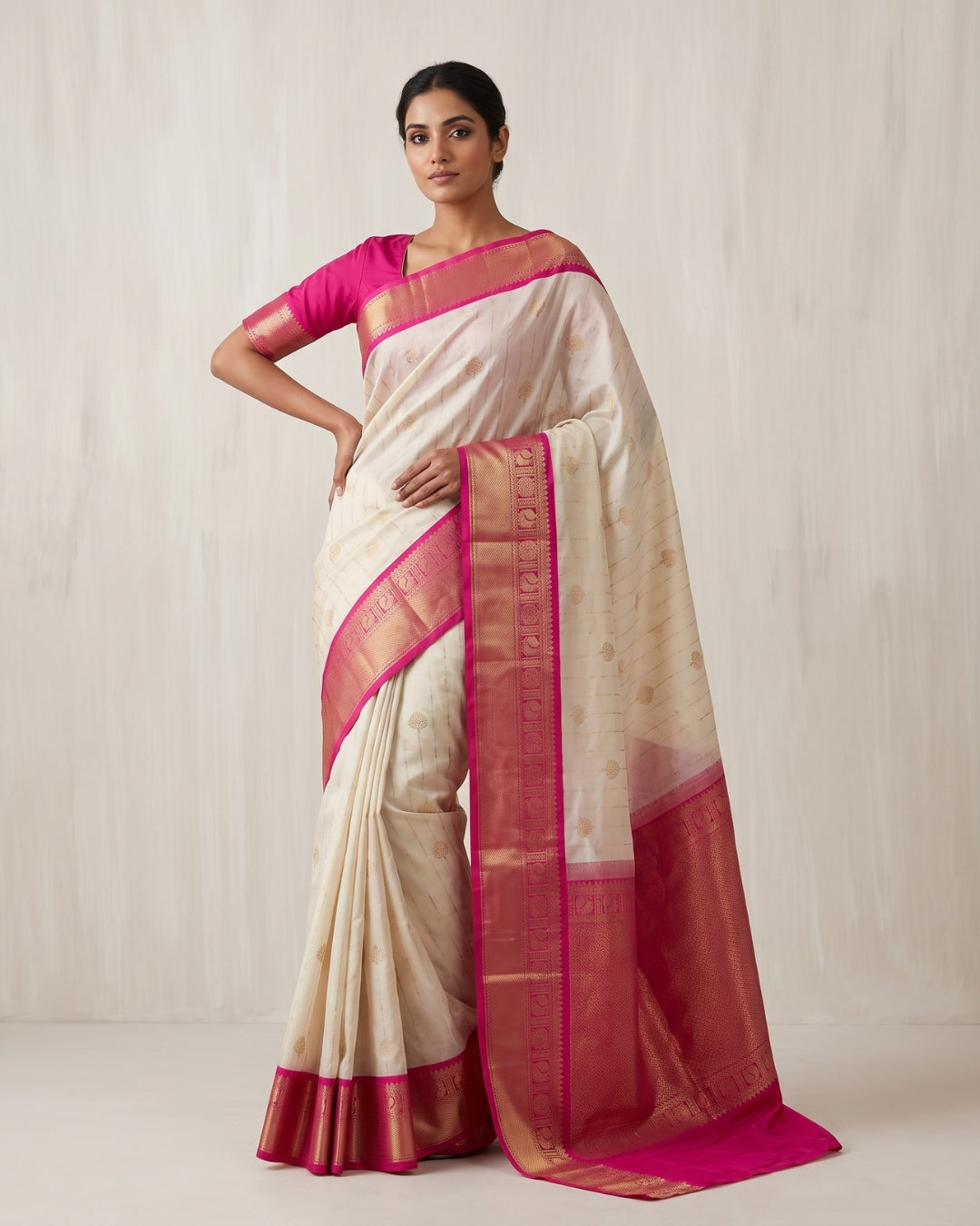 Padmini — Cream Tana Art Silk Saree