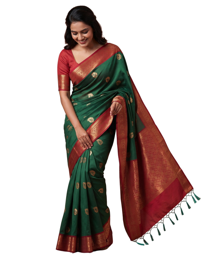 Valli — Emerald Green Art Silk Saree | Rathi Silks, Salem