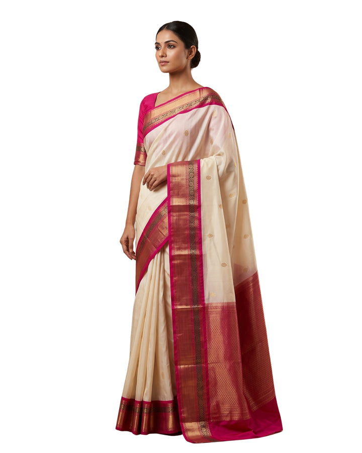 Amutha — Cream Tana Art Silk Saree
