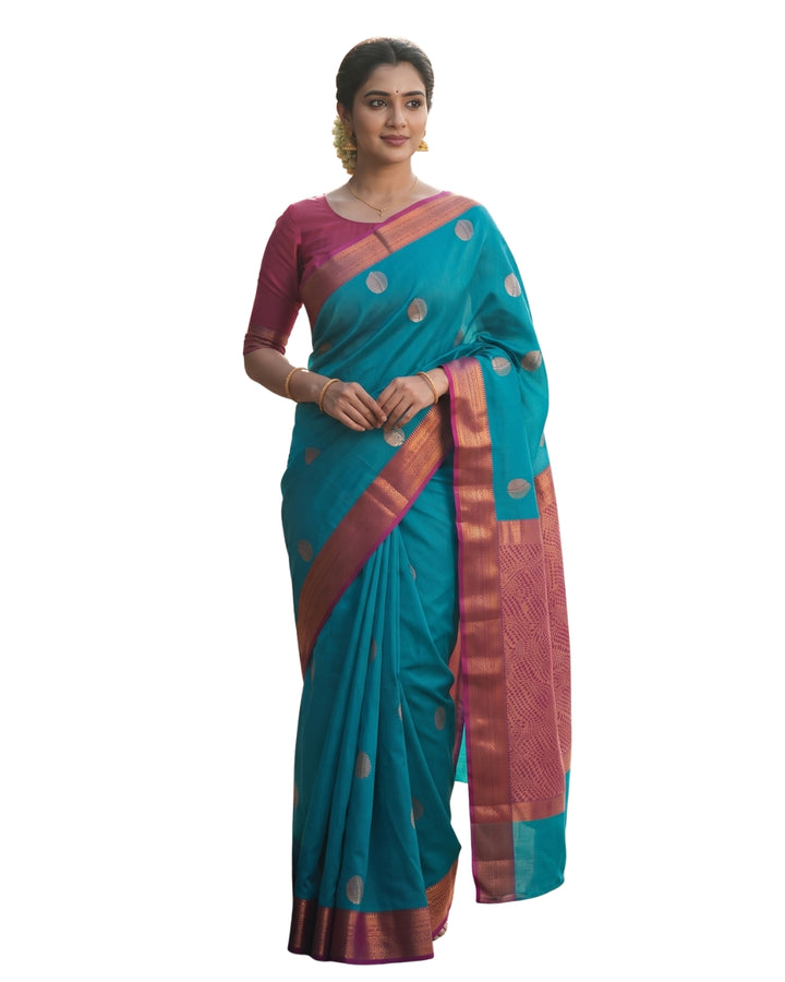 Sundari — Peacock Blue Art Silk Saree | Rathi Silks, Salem