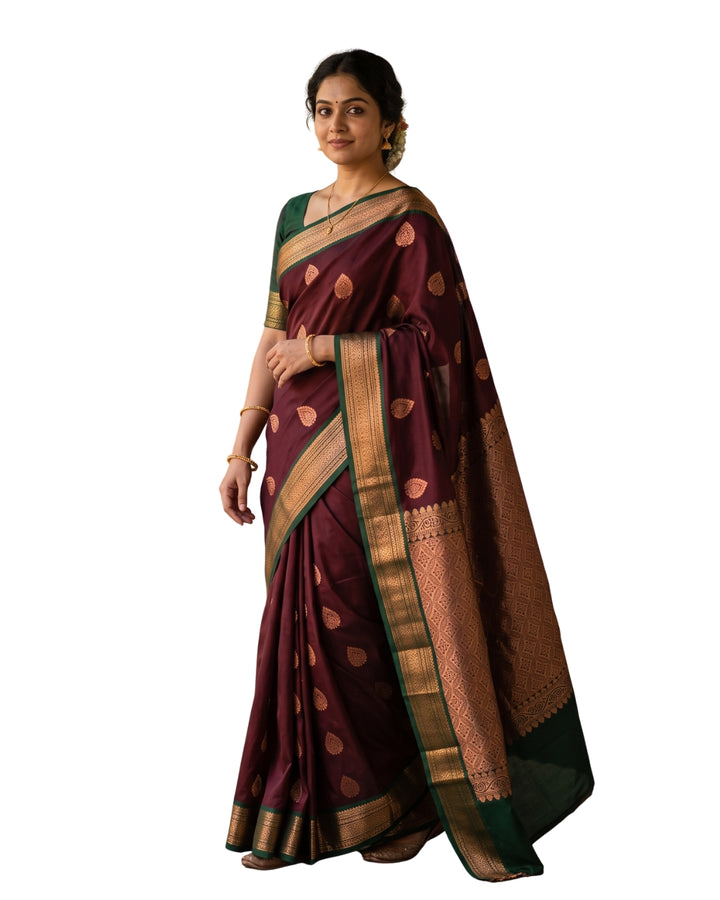 Thilaka — Dark Brown Art Silk Saree