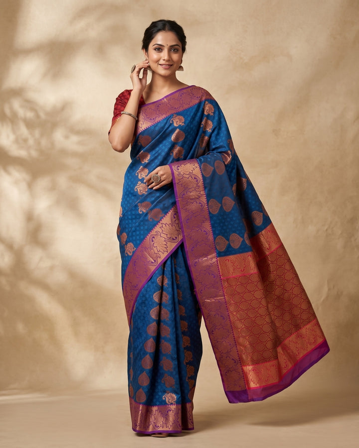 Nilakshi - Yale Blue Tana Art Saree