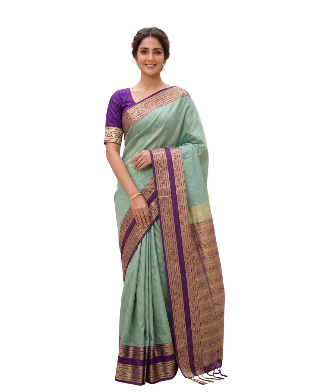 Abirami — Mint Green Tana Art Silk Saree