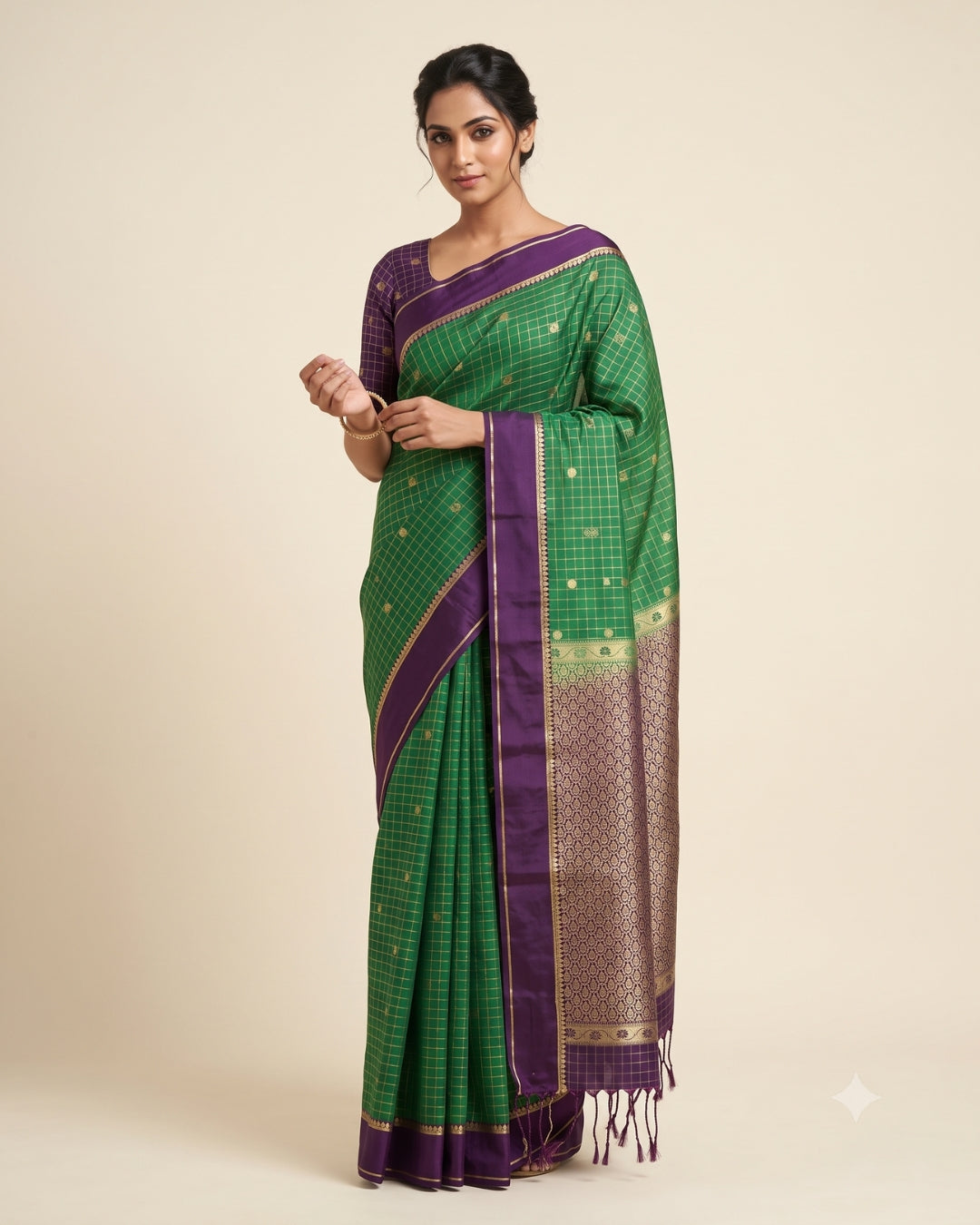 Thulasi — Emerald Green Tana Art Silk Saree