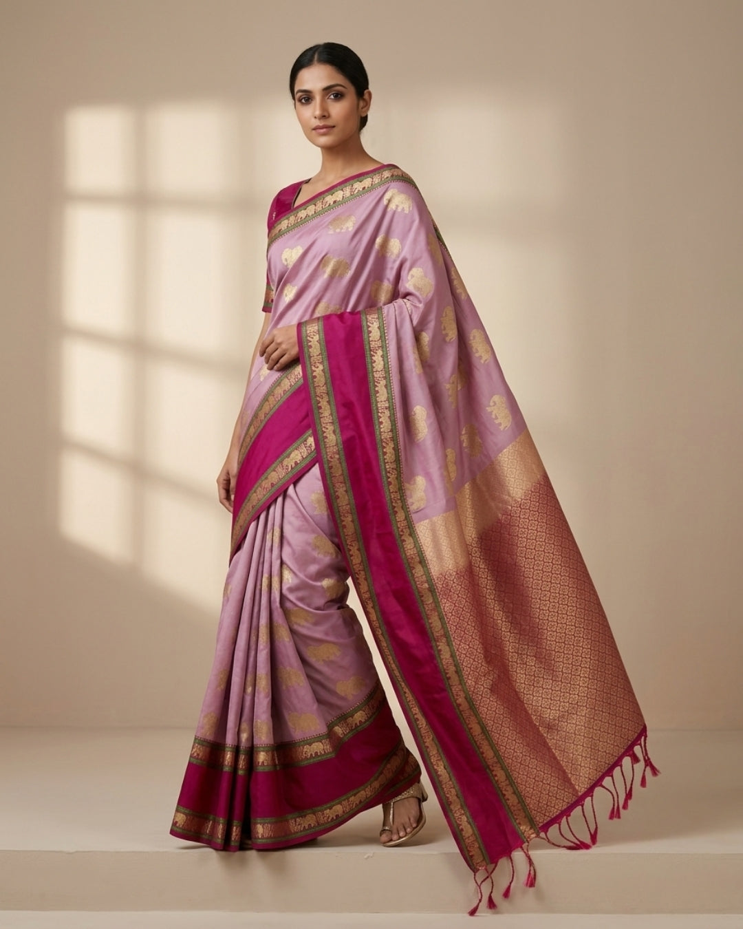 Janani — Pastel Pink Tana Art Silk Saree