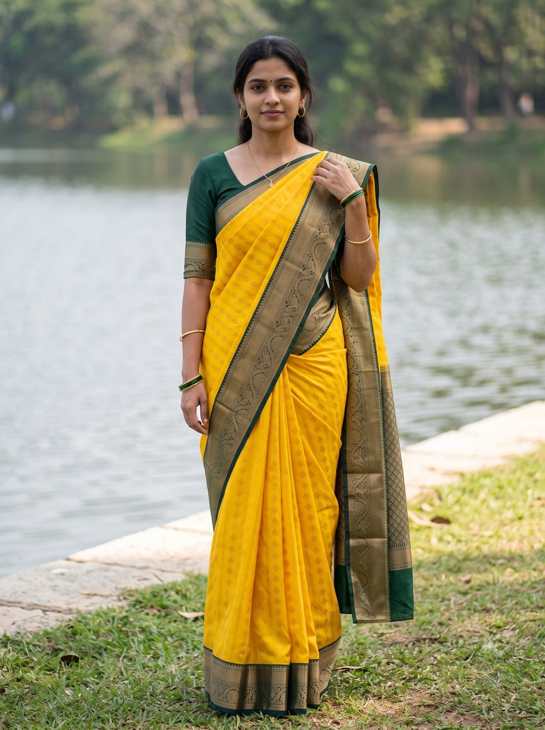 Vasantha — Yellow Tana Art Silk Saree