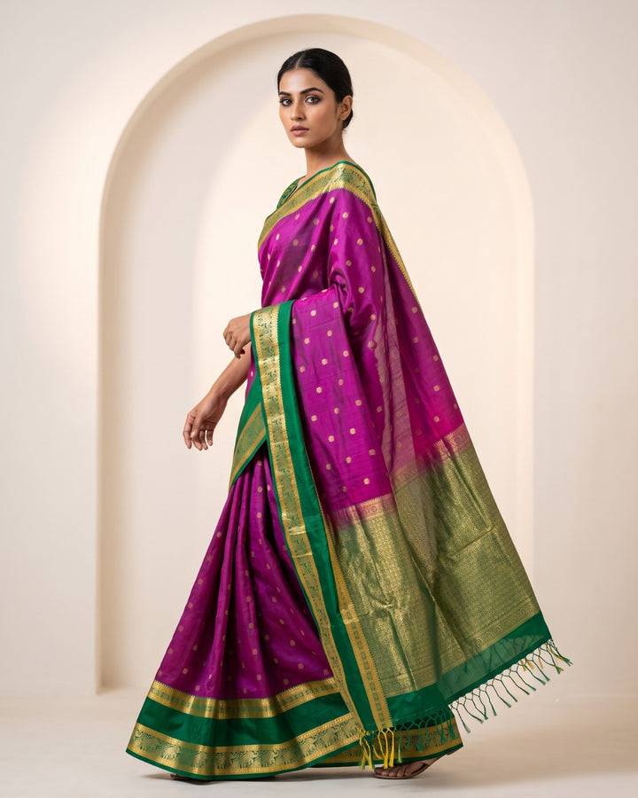 Oorvasi — Magenta Rose Tana Art Silk Saree