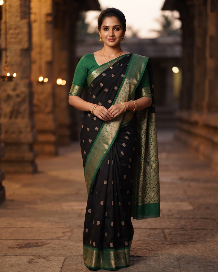 Kokila — Black Art Silk Saree