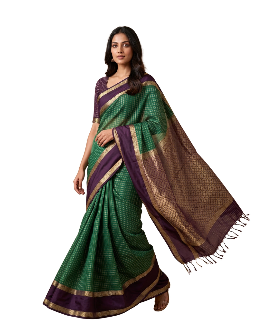 Ragini — Bottle Green Tana Art Silk Saree