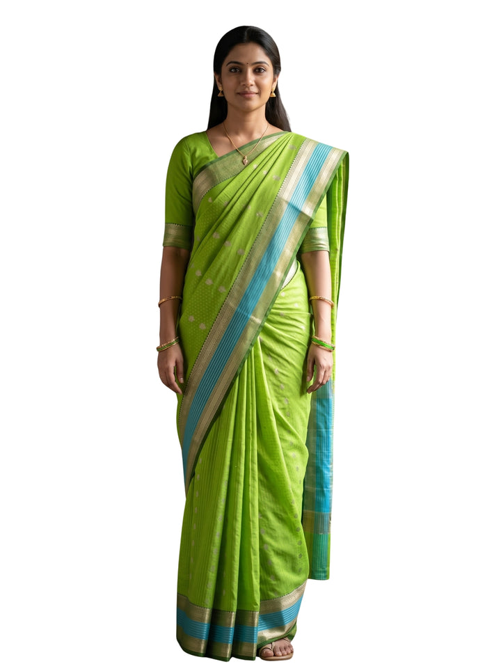 Nandana — Parrot Green Tana Art Silk Saree
