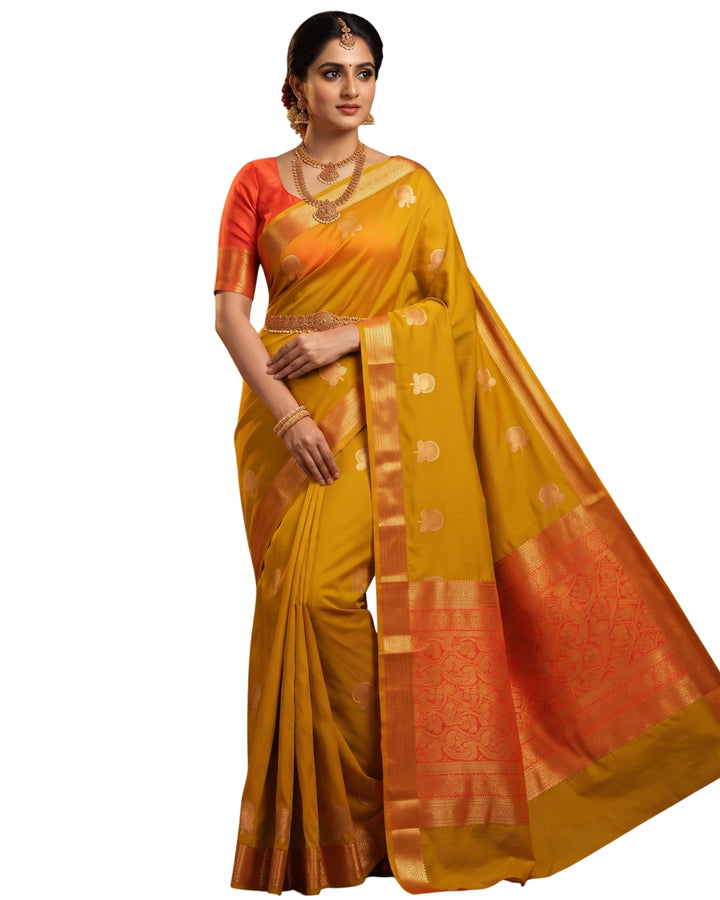 Sornam — Golden Yellow Art Silk Saree