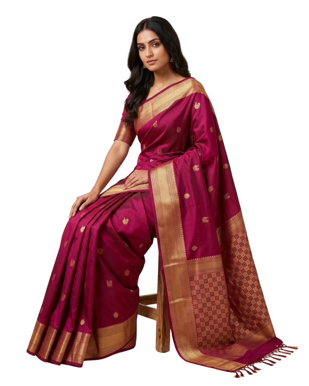 Manjula - Rich Plum Art Silk Saree