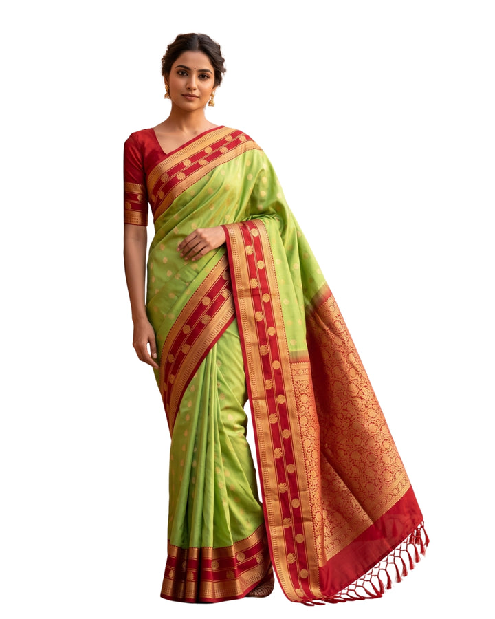 Ponmalar — Pastel Green Tana Art Silk Saree