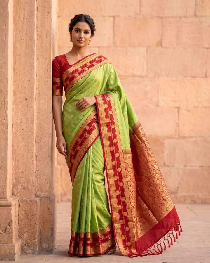 Ponmalar — Pastel Green Tana Art Silk Saree