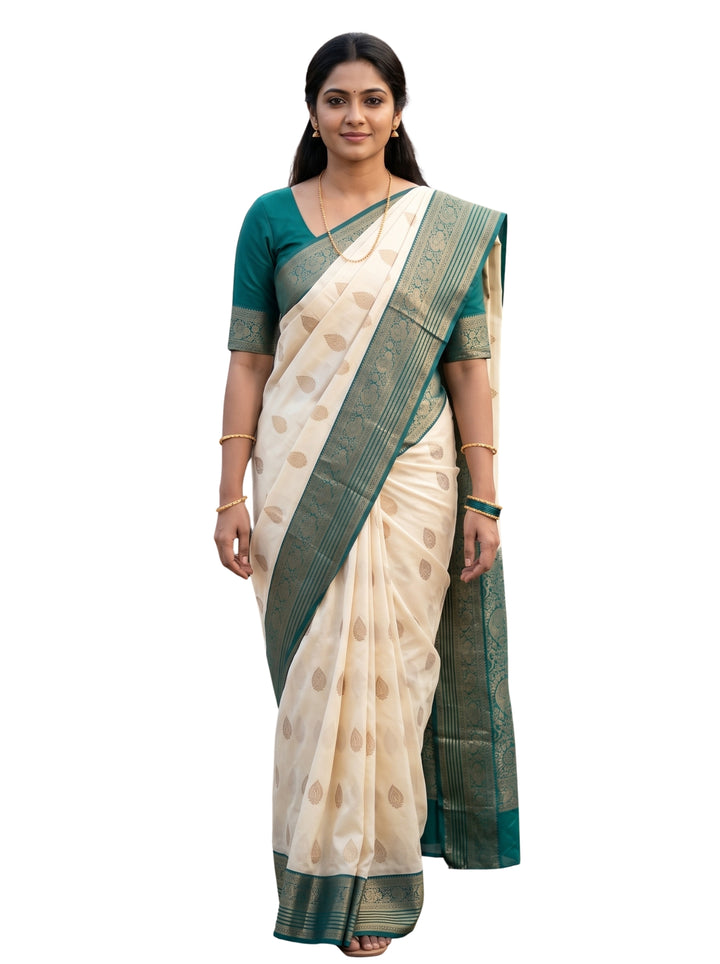 Pavitra — Cream Tana Art Silk Saree
