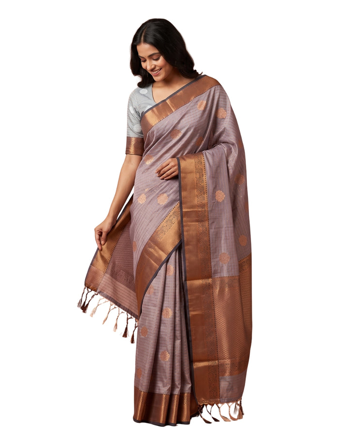 Mrinmayi- Rose Brown Art Silk Saree