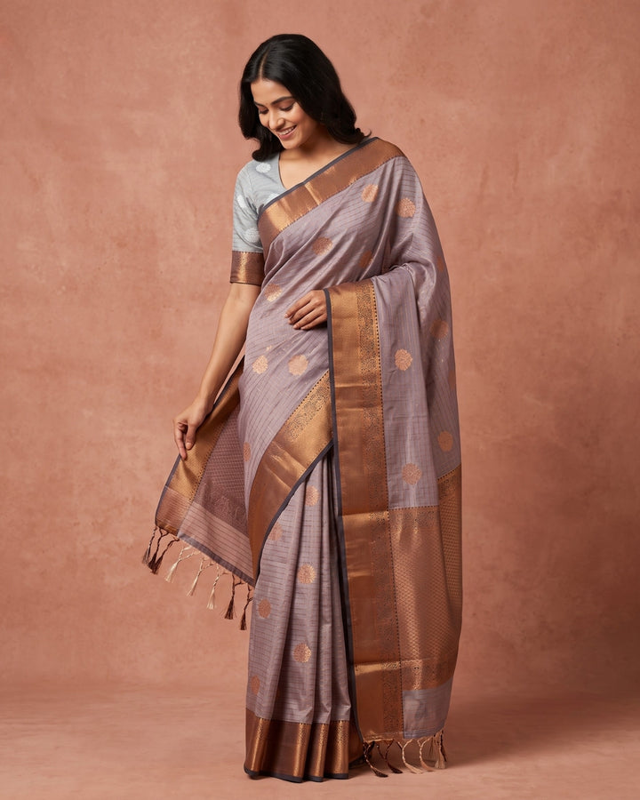 Mrinmayi- Rose Brown Art Silk Saree