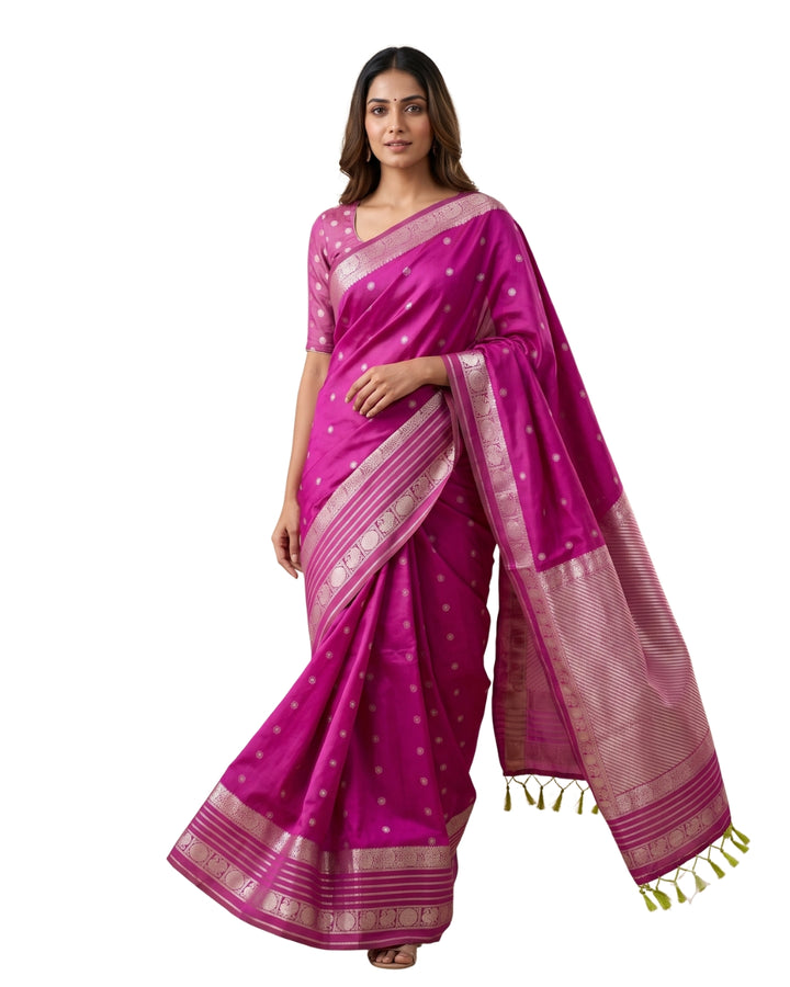 Vasundhara - Rani Pink Art Silk Saree