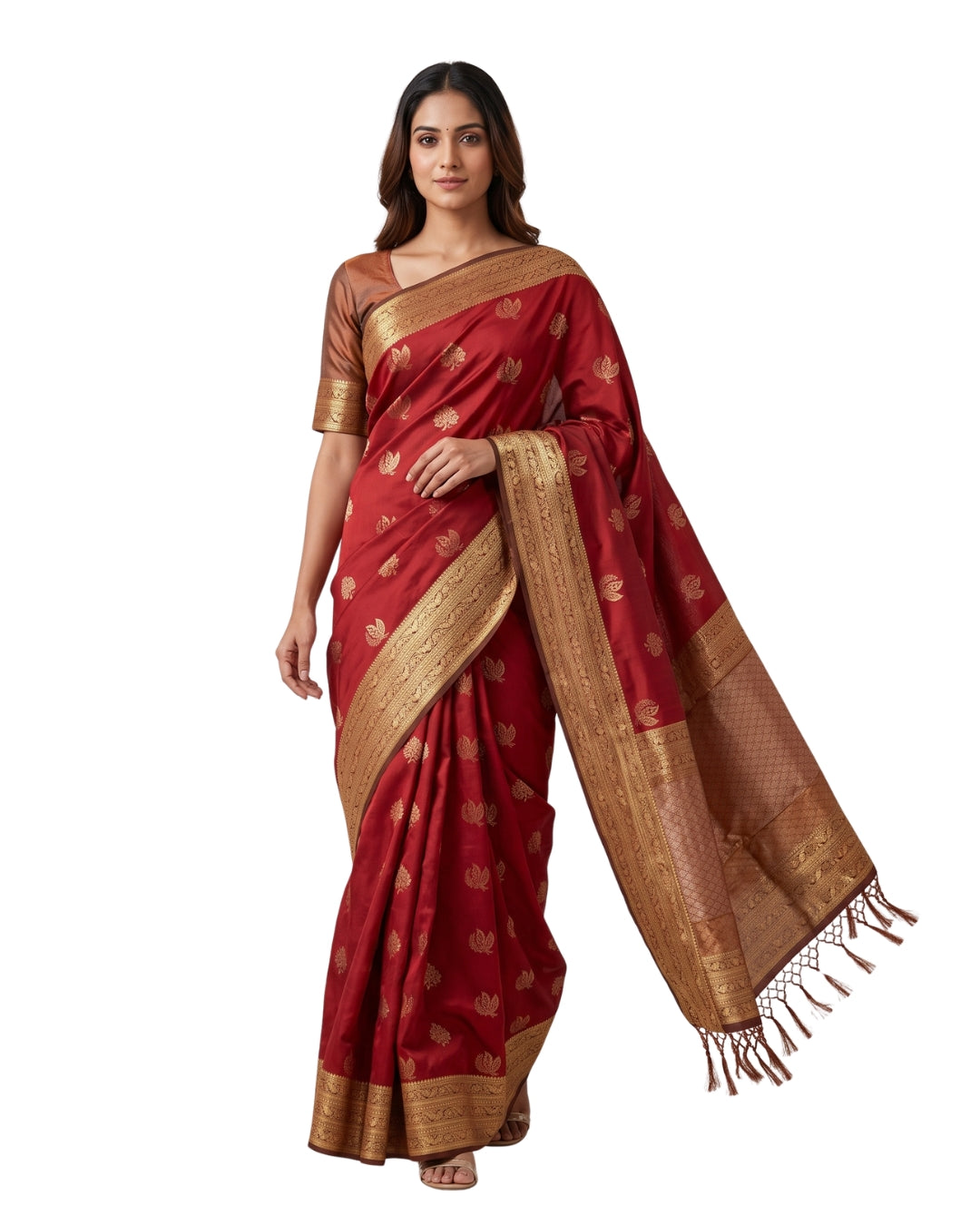Dharani -Russet Red Art Silk Saree