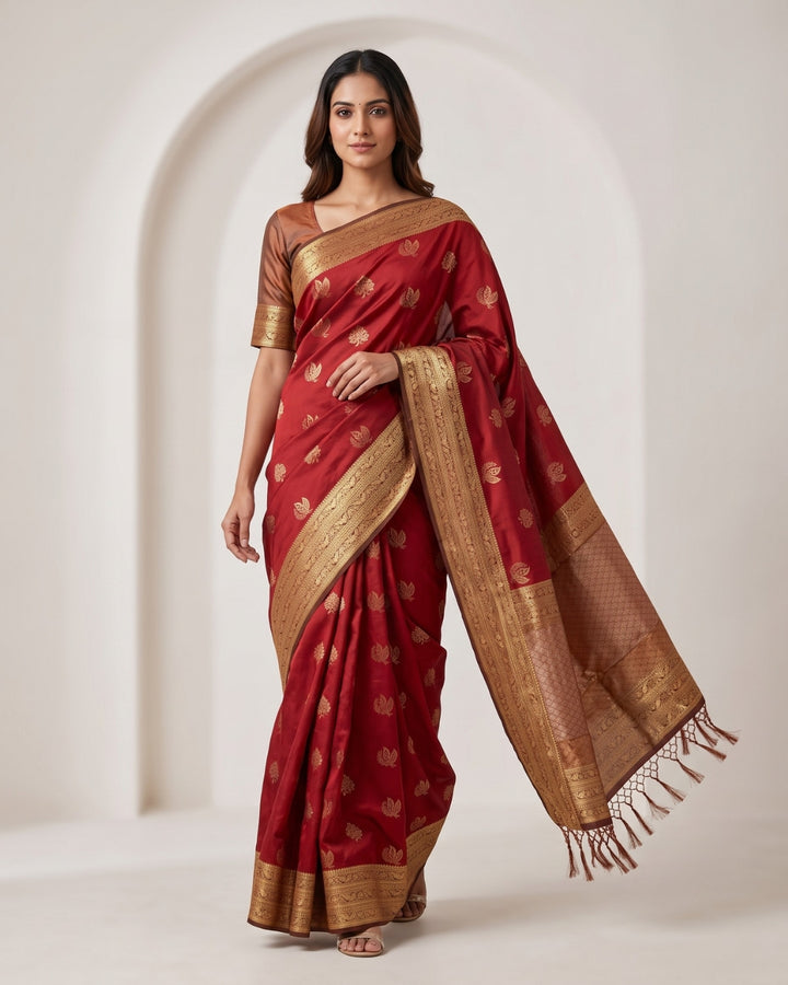 Dharani -Russet Red Art Silk Saree