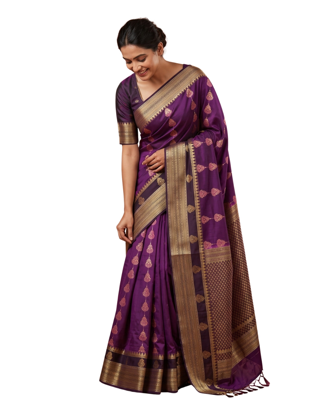 Devika - imperial Purple Art Silk Saree
