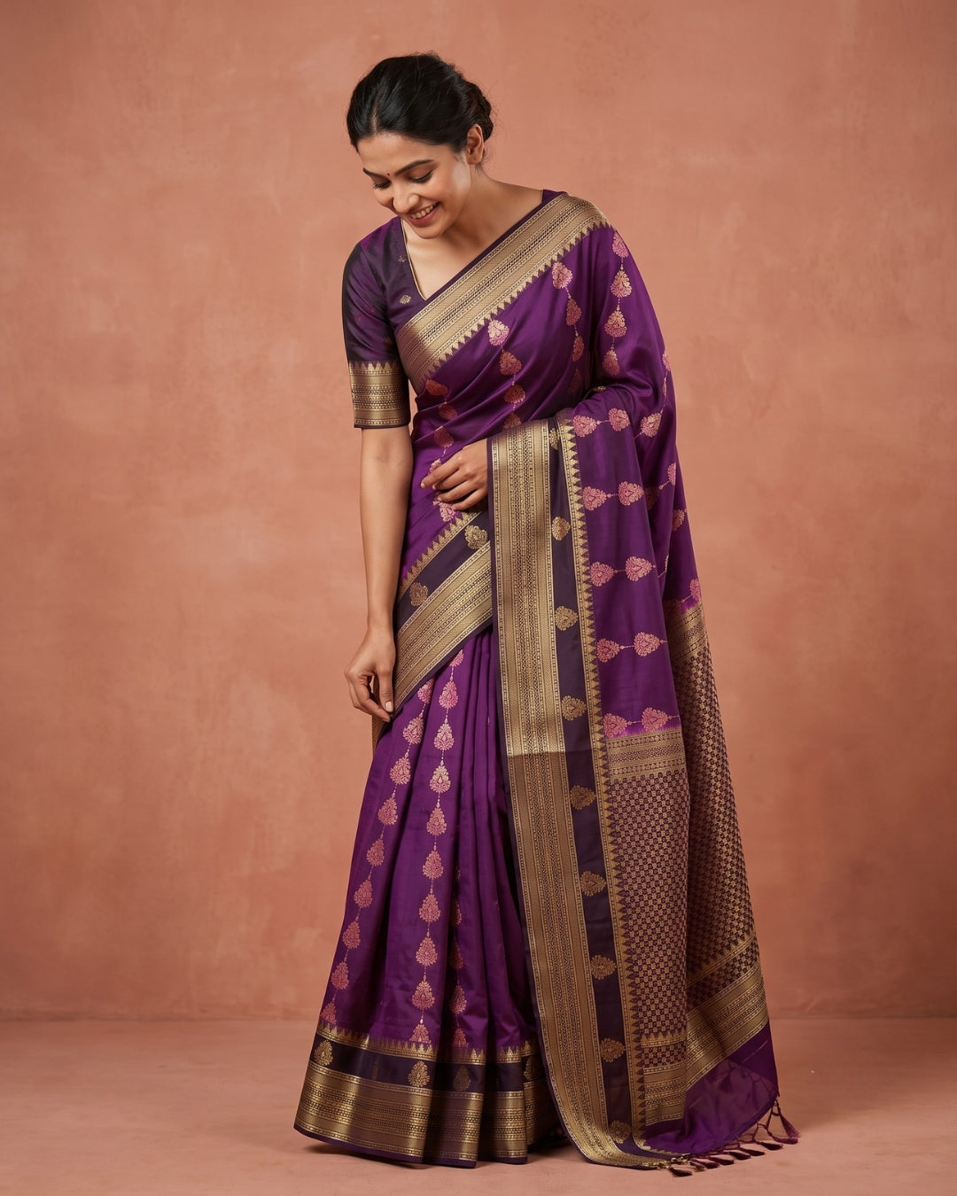 Devika - imperial Purple Art Silk Saree